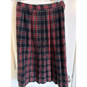 Vintage Pleated Requirements Petite Midi Skirt Red Tartan Sz 12